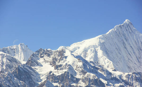 Kawagarbo Art Print featuring the photograph Moon Mountain by Josu Ozkaritz