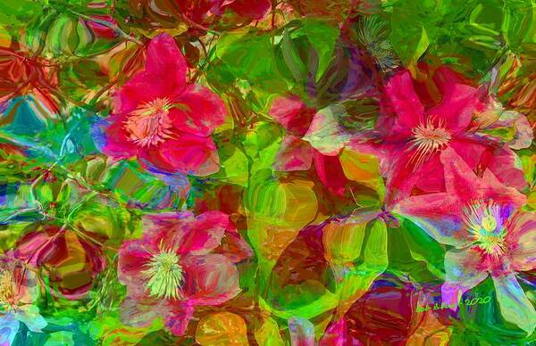 Digital Abstract Floral Flowers Art Print featuring the digital art Oh the Color by Bob Shimer