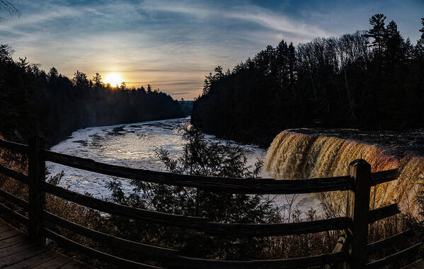  Art Print featuring the photograph Panoramic view of sunrise over Tahquamenon Upper Falls by Eldon McGraw