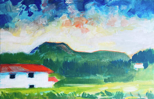 Sky Art Print featuring the painting Pasture Land, Ecuador by Suzanne Giuriati Cerny