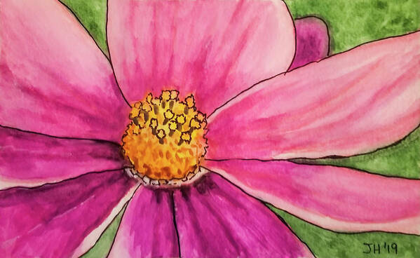 Pink Art Print featuring the painting Pink Flower by Jean Haynes