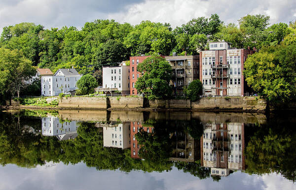 Landscape Art Print featuring the photograph Reflections of Haverhill on the Merrimack River by Betty Denise