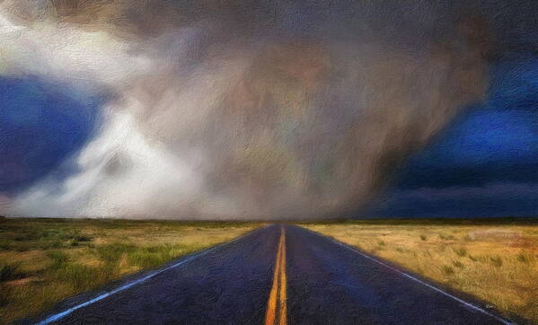 Rain Art Print featuring the digital art Road to Downpour by Russ Harris