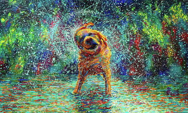 Dog Art Print featuring the painting Shakin' Jake by Iris Scott