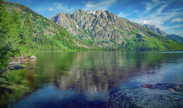 Wyoming Art Print featuring the photograph Starting the Day at Jenny Lake by Marcy Wielfaert