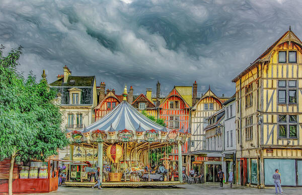 Troyes Art Print featuring the photograph Summer in Troyes, France by Marcy Wielfaert