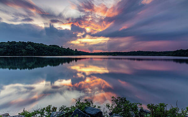 Landscape Art Print featuring the photograph Sunset at Horn Pond by David Lee