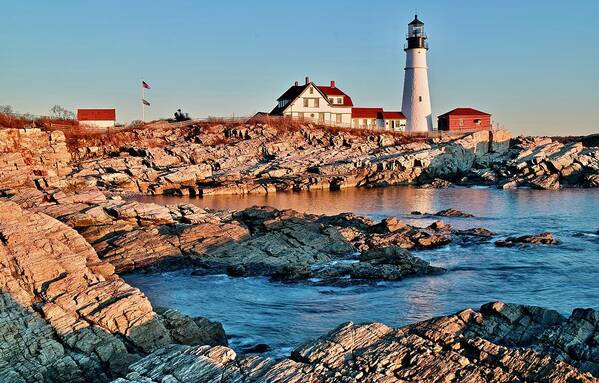 Cape Art Print featuring the photograph Sunshine at Portland Head by Frozen in Time Fine Art Photography
