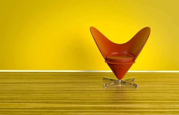 Architectural Feature Art Print featuring the photograph The 70s. Heart-Shaped Cone Chair by ThomasVogel