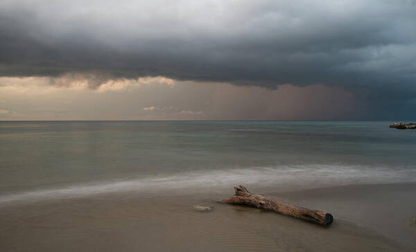 Storm Art Print featuring the photograph The coming of the storm from ocean by Michalakis Ppalis