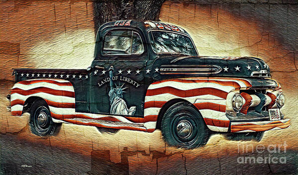 Trucks Art Print featuring the mixed media Trucking Liberty 2 by DB Hayes