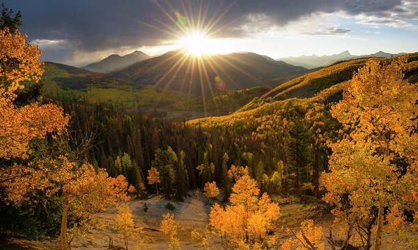 Colorado Art Print featuring the photograph Uncompahgre Sunburst Panorama by Aaron Spong