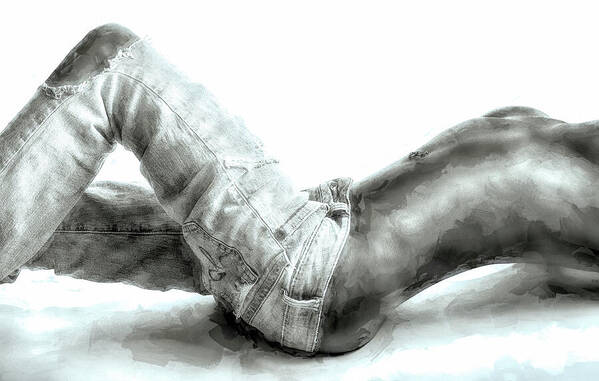 Nude Art Print featuring the photograph Unwinding by David Naman