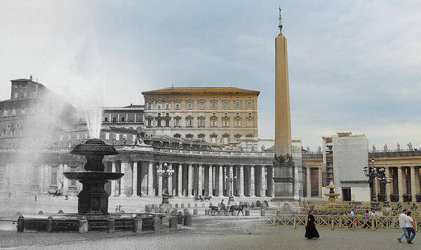 Vatican Fountain Art Print featuring the photograph Vatican Fountain, Old and New by Eric Nagy