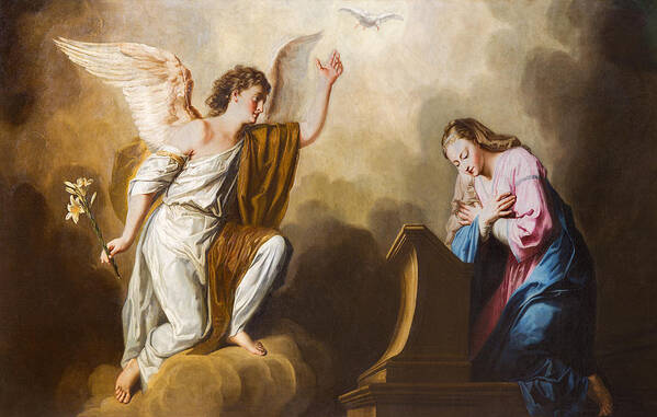 Annunciation Art Print featuring the photograph Vienna - The Annunciation paint in presbytery of Salesianerkirche church by Sedmak