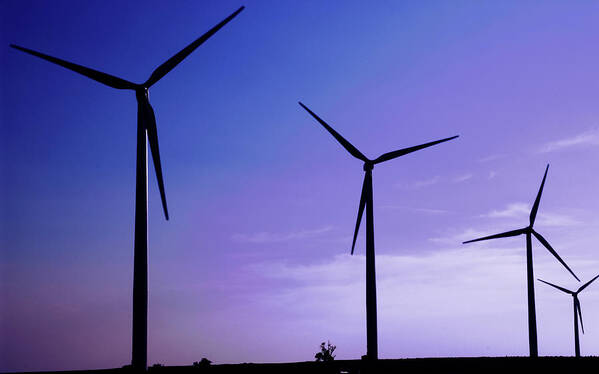 Wind Turbines Art Print featuring the photograph Wind Energy Turbines at Dusk by Bob Pardue