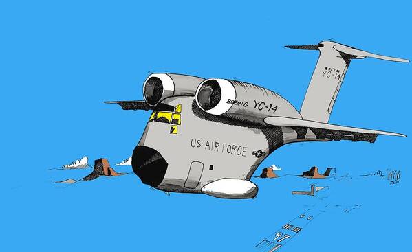 Boeing Art Print featuring the drawing Yc-14 by Michael Hopkins