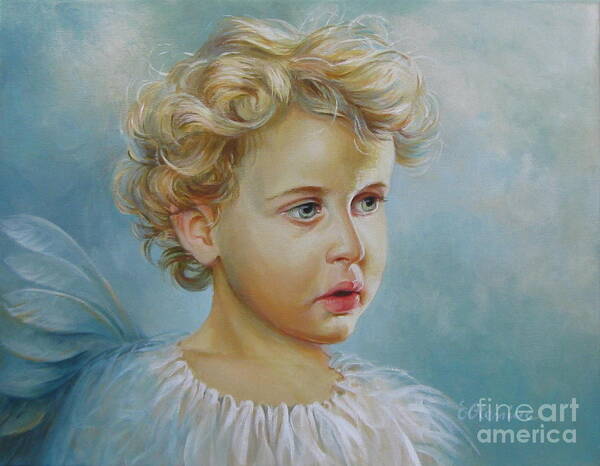 Angel Art Print featuring the painting Angel #2 by Elena Oleniuc