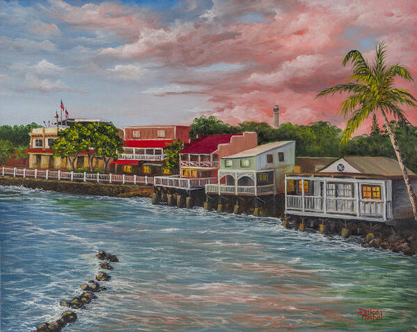 Landscape Art Print featuring the painting Front Street Lahaina At Sunset by Darice Machel McGuire