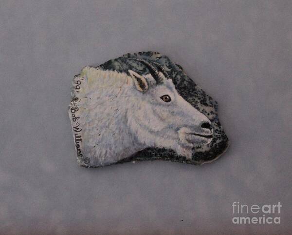 Mountain Goat Art Print featuring the painting Glacier Park Mountain Goat by Bob Williams