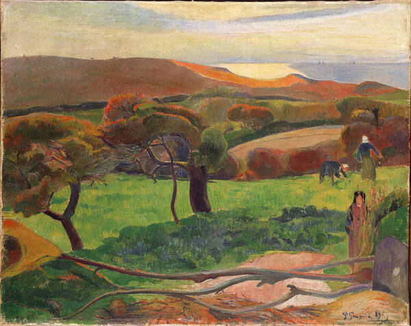 Paul Gauguin Art Print featuring the painting Landscape from Bretagne #5 by Paul Gauguin