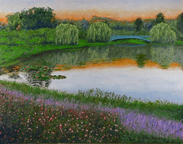 Pond Art Print featuring the painting Peaceful Pond by J Loren Reedy