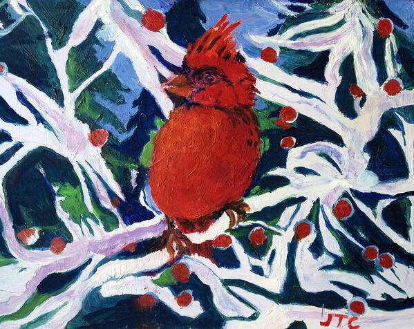 Birds Art Print featuring the painting Red Bird #1 by Julie Todd-Cundiff