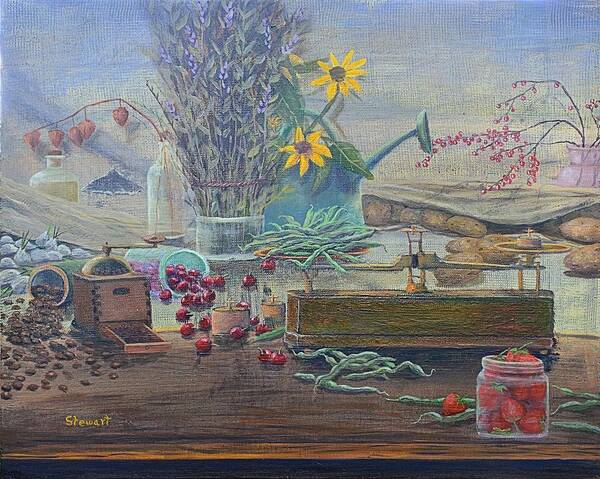 Still-life Art Print featuring the painting Who Spilled The Beans? #1 by William Stewart