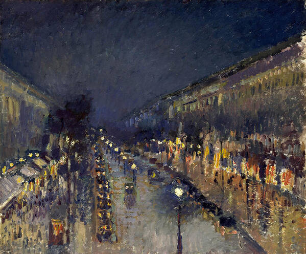 Full Title: The Boulevard Montmartre At Night Art Print featuring the painting The Boulevard Montmartre at Night #2 by MotionAge Designs