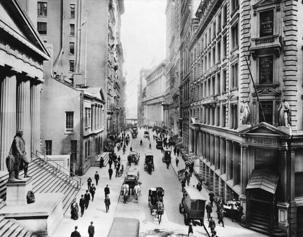 1910's Art Print featuring the photograph 1911 Wall Street by Underwood Archives