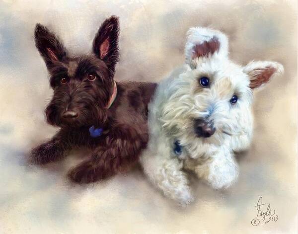 Dogs Art Print featuring the painting Duncan and Zoe by Colleen Taylor