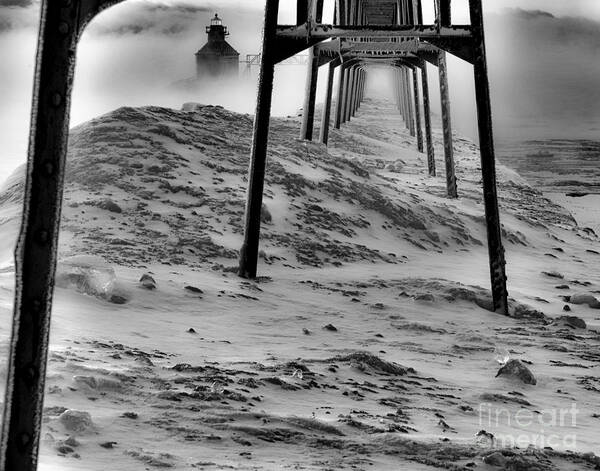  Art Print featuring the photograph Fogged in and Frozen at North Pier #2 by Jim Rossol
