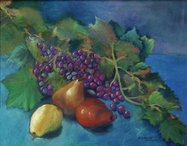 Grapes Art Print featuring the pastel Grapes and Pears #2 by Antonia Citrino