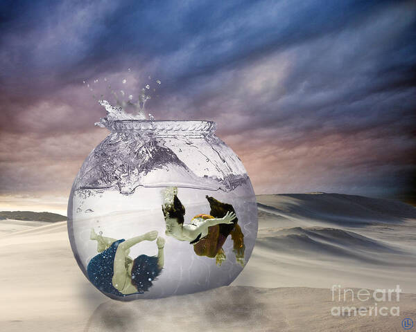 Pink Floyd Art Print featuring the digital art 2 Lost Souls Living in a Fishbowl by Linda Lees