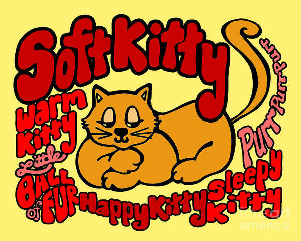 Soft Kitty Art Print featuring the digital art Soft Kitty #2 by Ginny Gaura