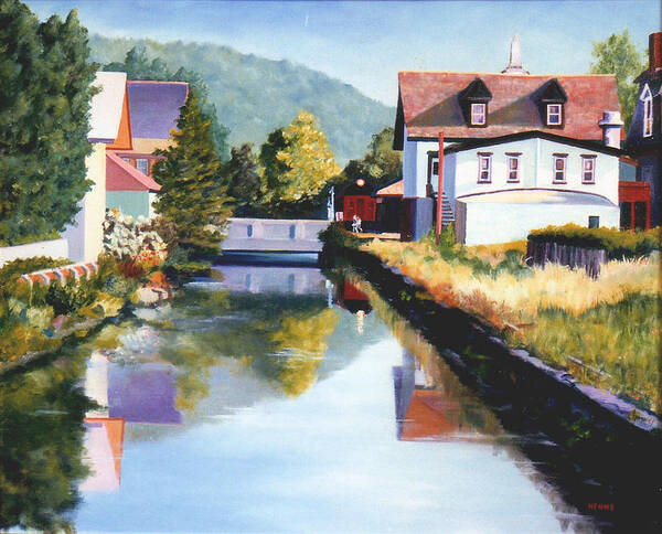 Lambertville Art Print featuring the painting View Along the Canal #2 by Robert Henne