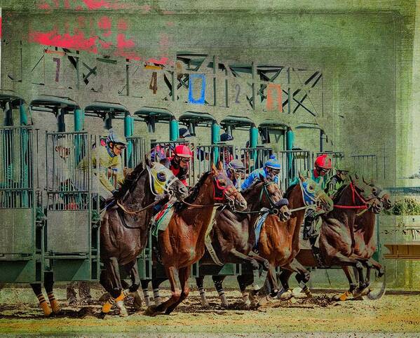 Racehorses Art Print featuring the photograph Out The Gate #3 by Alice Gipson