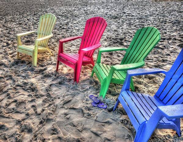 Alabama Art Print featuring the digital art 4 Beach Chairs by Michael Thomas