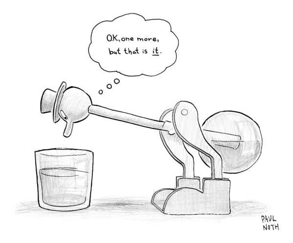 Birds-ducks Art Print featuring the drawing A Bobbing Duck Toy Is Dipping Its Beak by Paul Noth Birds-ducks Art Print featuring the drawing A Bobbing Duck Toy Is Dipping Its Beak by Paul Noth
