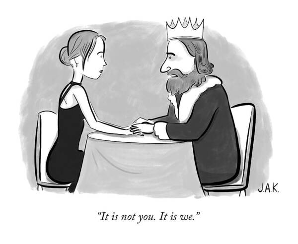 Kings Art Print featuring the drawing A King Speaks To A Woman by Jason Adam Katzenstein