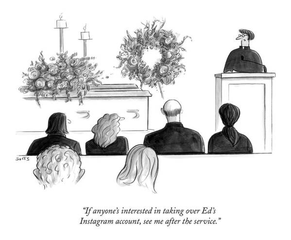 Instagram Art Print featuring the drawing A Priest Makes A Eulogy by Julia Suits