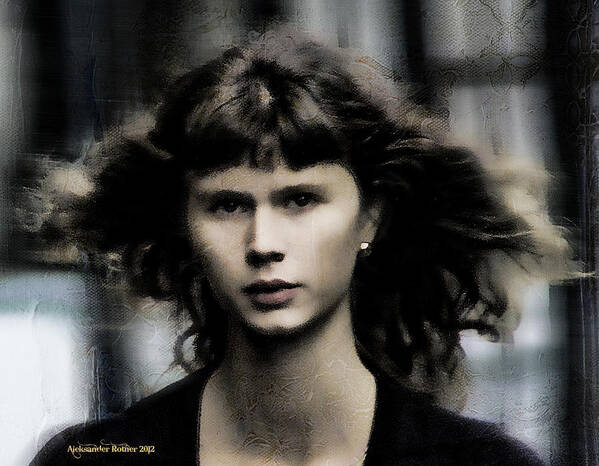 Young Woman Art Print featuring the photograph A puff of air on her hair by Aleksander Rotner