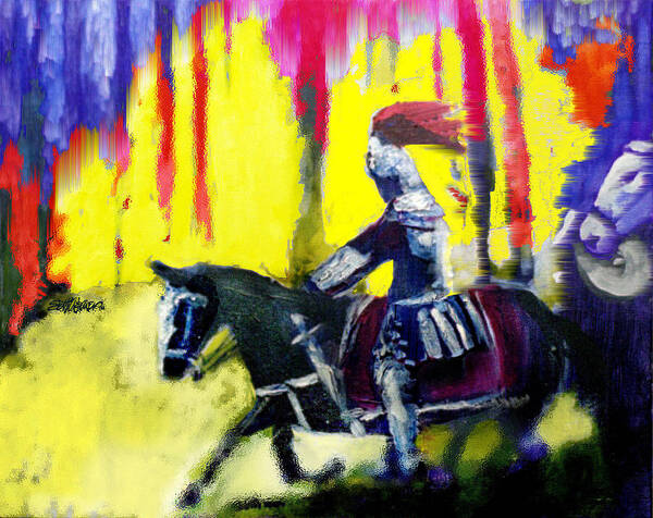 Gladiator Art Print featuring the painting A Ride Through Fire by Seth Weaver