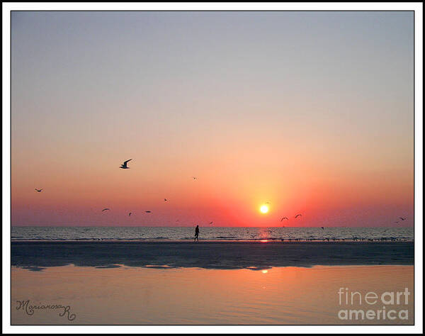 Sunset Art Print featuring the photograph A Walk At Sunset by Mariarosa Rockefeller
