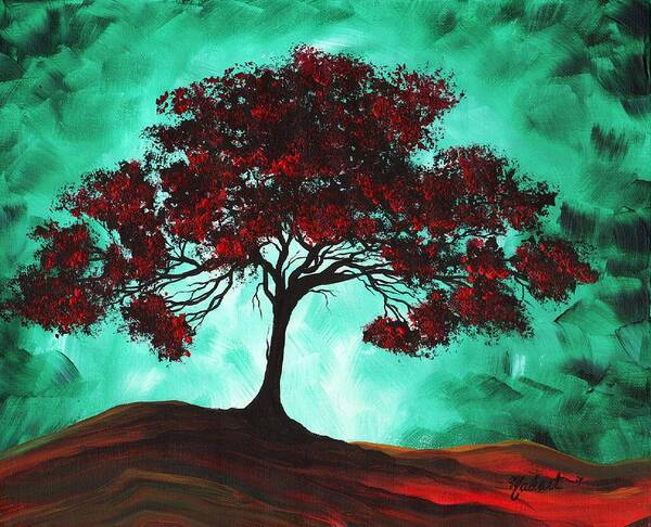 Abstract Art Print featuring the painting Abstract Art Original Colorful Tree Painting PASSION FIRE by MADART by Megan Aroon