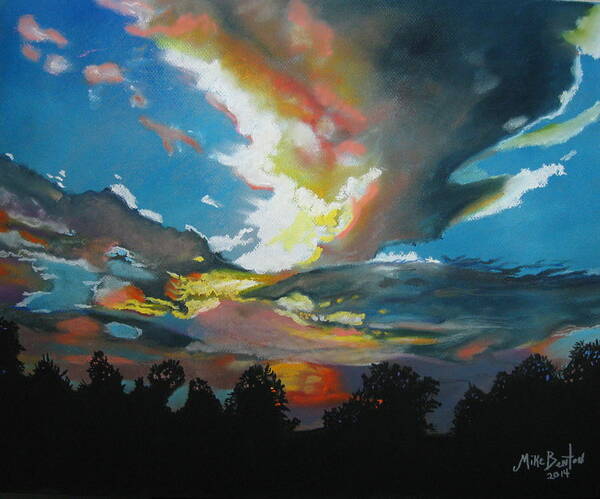 Sunset Art Print featuring the pastel Alabama Sunset by Mike Benton