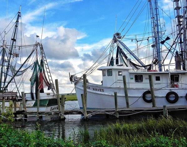 Shrimp Boat Amber Waves By Patricia Greer Art Print featuring the photograph Amber waves by Patricia Greer