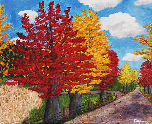 Autumn Landscape Painting Art Print featuring the painting An Autumn Drive by Cynthia Morgan