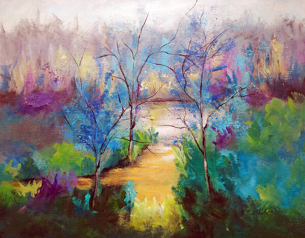 Landscape Art Print featuring the painting And God Saw That It Was Good by Ruth Palmer