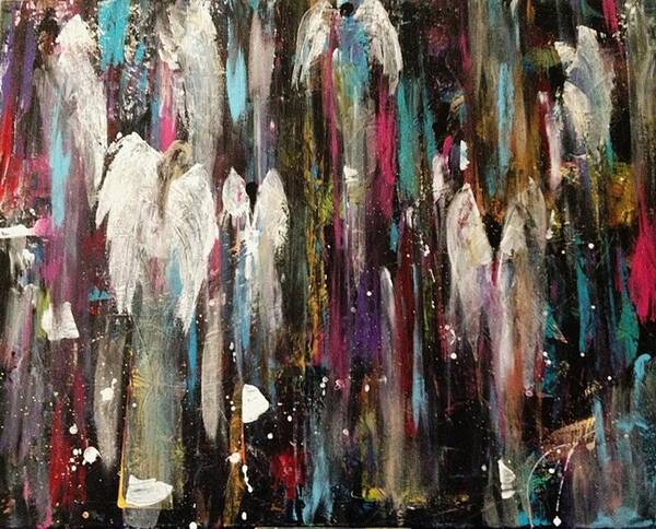 Angels Art Print featuring the painting Angels Among Us by Kelly M Turner